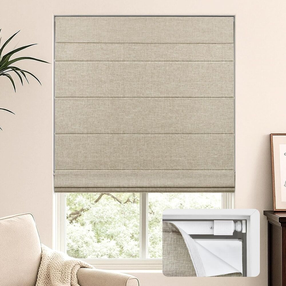 LazBlinds No Drill Cordless Roman Shades for Windows, 27' W x 64" H Set of 2